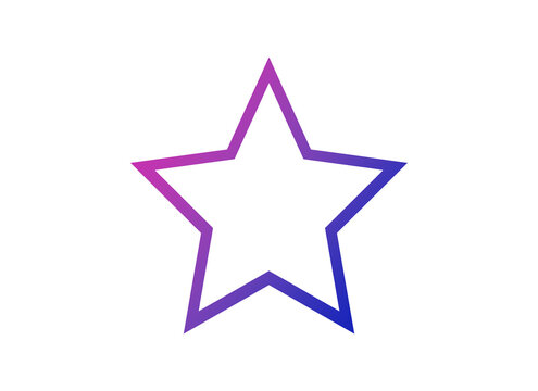 The isolated outline of a five-pointed star, vaporwave color tones (pink to blue)

