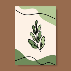 Leaf illustrations with abstract cover background. Abstract Art design for print, cover, wallpaper, Minimal and natural wall art. Vector illustration.