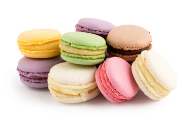 Fototapeta na wymiar Macaroons isolated on white background with clipping path