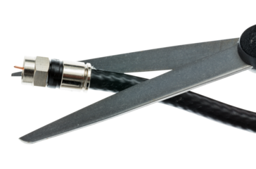 Concept isolated photo of cutting cable cord