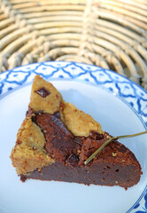Fork Cutting a slice of Flavorful Dark Chocolate Brookie