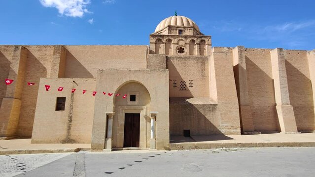Entrance to the Great Mosque of Kairouan in Tunisia. Medina of Kairouan UNESCO. The Great Mosque is an architectural masterpiece that served as a model for several other Maghreban mosques. Minaret.