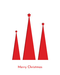 Vector greeting card with three Christmas trees. Template for laser cut. Simple greeting card for Christmas and New Year.