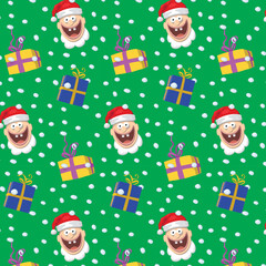 Santa Claus, background with seamless pattern, repeating vector illustration.