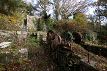 Fototapeta na wymiar St Austell Cornwall UK 11 29 2022 Luxulyan Valley industrial remains as a result of the endeavours of Joseph Treffry Copper mining industry