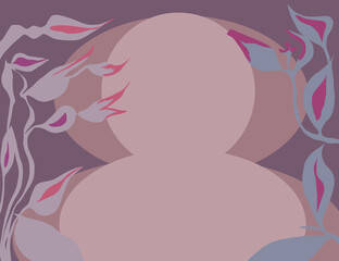 Hintergrund in dezenten Farben mit Blättern und Blüten zentrales Element mit Copy space