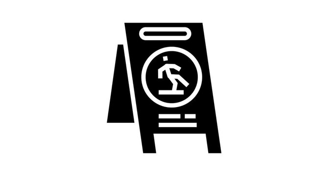 caution wet floor glyph icon animation