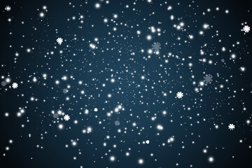 Illustration of flying snow on a transparent background.Natural phenomenon of snowfall or blizzard.	