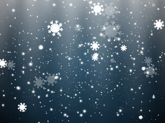 Illustration of flying snow on a transparent background.Natural phenomenon of snowfall or blizzard.	