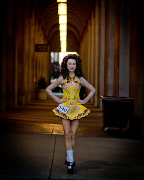 girl in an irish dress