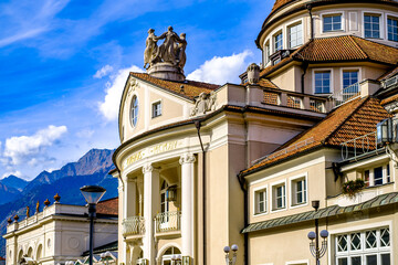 historic buildings at the old town of Meran in italy