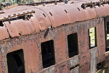 Fototapeta na wymiar Rusty structure of old train wagon