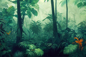 Tropical jungles of South Western Asia. Nature wallpaper, background. - 550097348