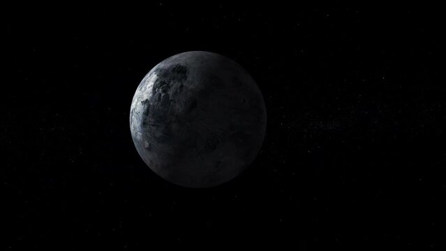 Eris fictional 3d planet moving zoom in on space