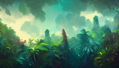 Fototapeta na wymiar Tropical jungles of South Western Asia. Nature wallpaper, background.