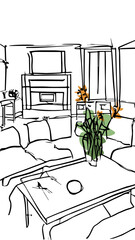 Contour drawing of decor black&white