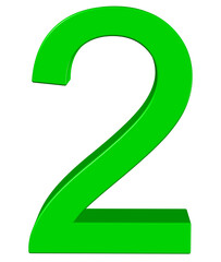 3d green number 2