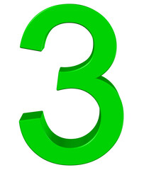 3d green number 3