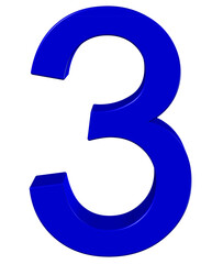 3d blue number 3