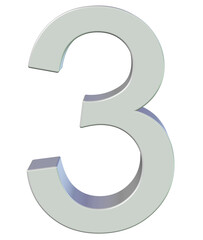Fototapeta premium 3d silver number 3
