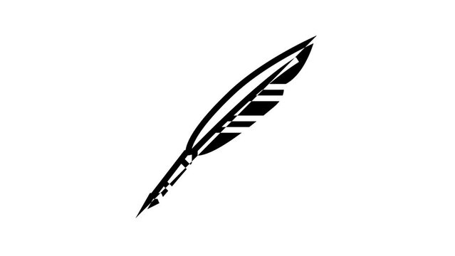 pen feather soft fluffy line icon animation