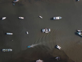 Aerial view of boats