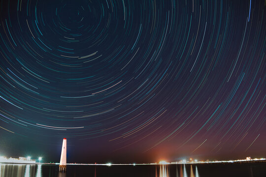 Lighthouse With Star Trails