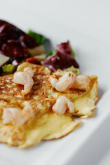 omelet with herbs and shrimps