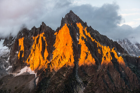 Aiguille du Moine at dusk, Haute-Savoie, France
