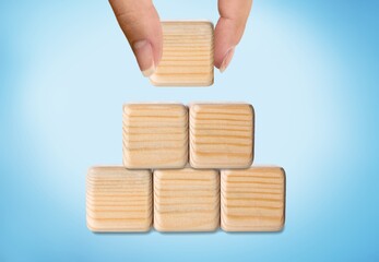 Business concept. Woods cubes or blocks on desk