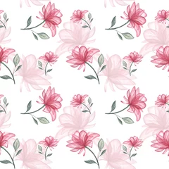 Fotobehang Watercolor dusty pink floral seamless pattern for fabric. Watercolor rose pattern repeat floral background for apparel, wallpaper, wrapping paper, home decor © Elena