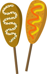 Illustration of famous Korean food collection, corn dog
