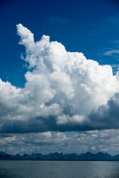 Large clouds form over the Andaman Sea.