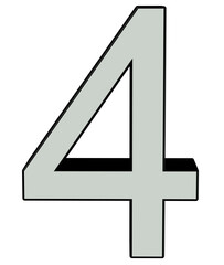 Fototapeta premium 3d silver number 4