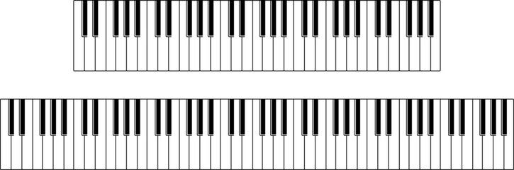 Piano keys. Musical instrument keyboard. Vector illustration.
