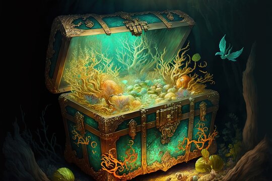 sunken treasure chest drawing
