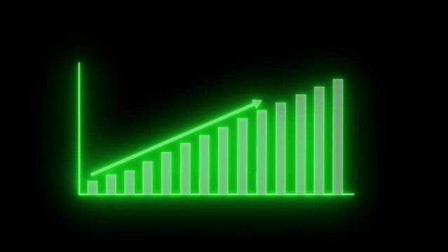 Green neon business graph chart animation