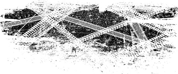 Vector Print Textured Tire Track banner. Design Element . Car tread silhouette . Mud splash grunge texture. Drift show © miloje