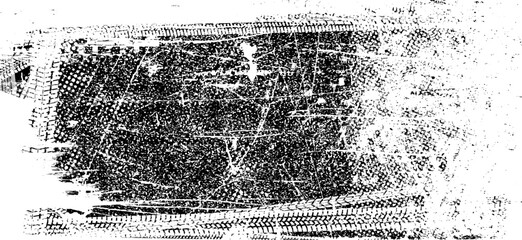 Vector Print Textured Tire Track banner. Design Element . Car tread silhouette . Mud splash grunge texture. Drift show © miloje