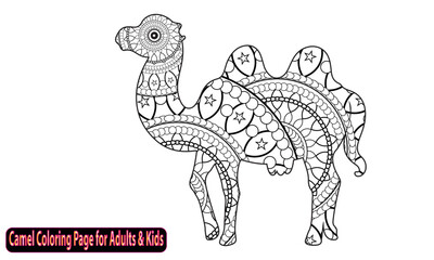 Zentangle camel design for coloring book for adult or other decorations