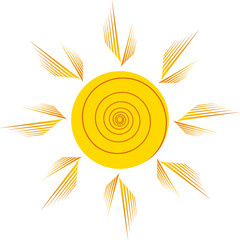 Sun design element. Flat style icon. Illustration isolated on transparent background.
