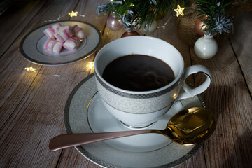 Christmas lights, decorations and drinks