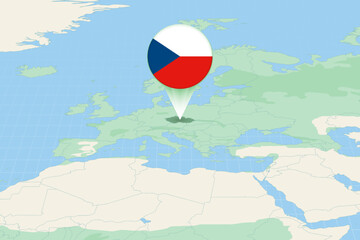Map illustration of Czech Republic with the flag. Cartographic illustration of Czech Republic and neighboring countries. - obrazy, fototapety, plakaty