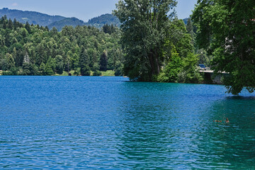 View of beautiful Bled Lake, Slovenia.