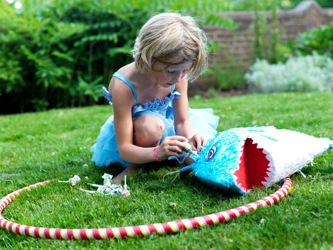 Girl In Tutu Stuffs Pinata