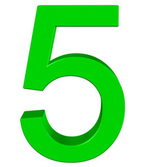 3d green number 5