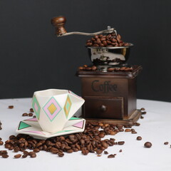 coffee grinder and coffee beans