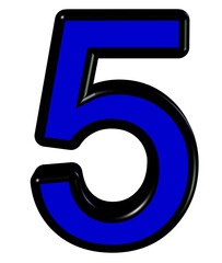 3d blue number 5
