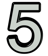 3d silver number 5
