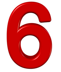 3d red number 6